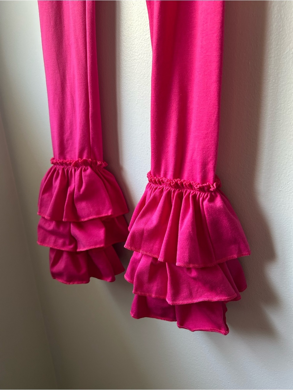 Pink Print Ruffle Hem Boutique Leggings